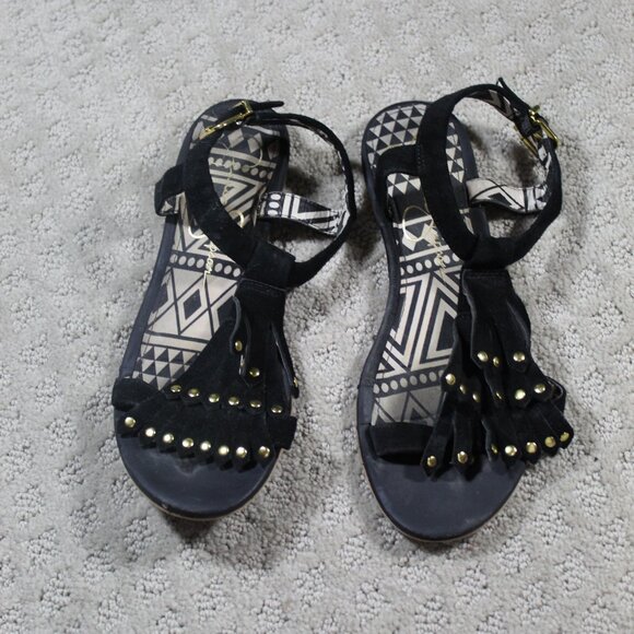 Jessica Simpson Size 6 Black Suede Flat Sandals - Picture 1 of 6